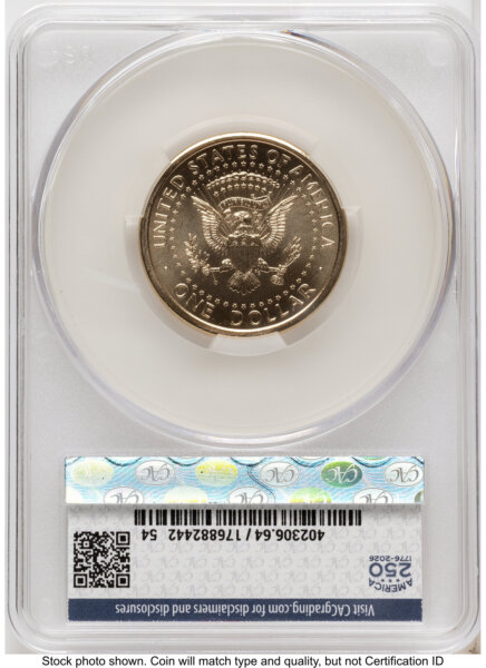 2026 Semiquincentennial President Donald J. Trump $1 (Privy Mark) Advanced Delivery America 250 Flag Label 64 CACG