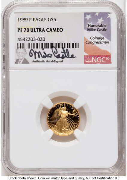 1989 Proof Gold Eagle 1.85 oz Mike Castle 70 NGC