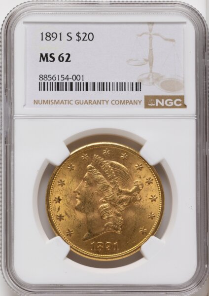 1891-S $20 62 NGC