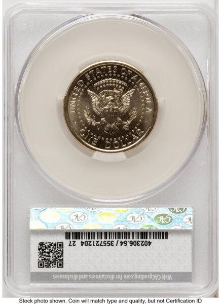 2026 Semiquincentennial President Donald J. Trump $1 (Privy Mark) First Day of Delivery America 250 Eagle with Banner Label 64 CACG