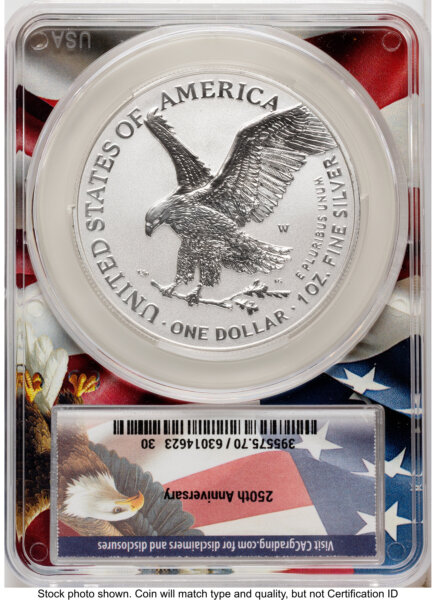 2026-W Enhanced Silver Eagle 1 oz Advanced Delivery Ron Drzewucki Flag Core 70 CACG