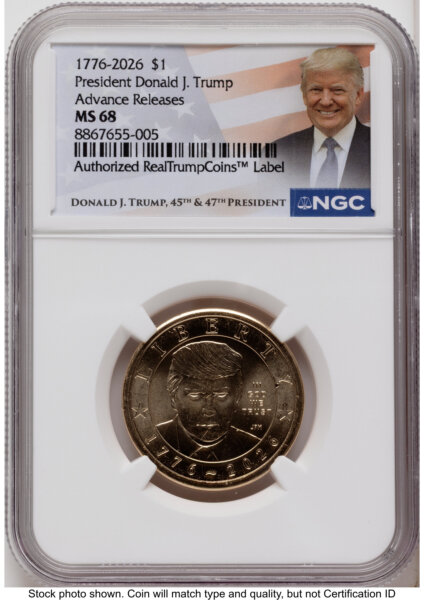 2026 Semiquincentennial President Donald J. Trump $1 AR Trump Label 68 NGC