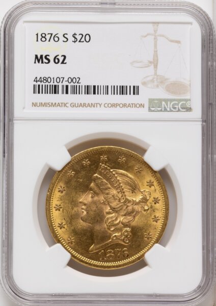 1876-S $20 62 NGC