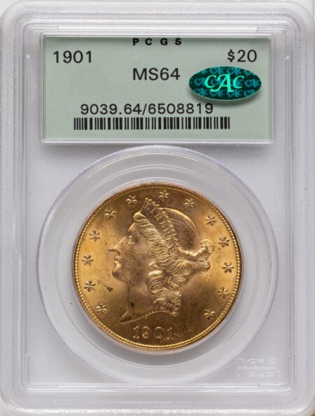 1901 $20 CAC 64 PCGS