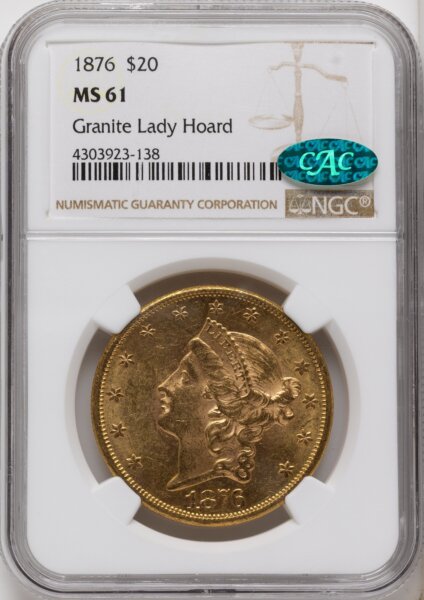 1876 $20 CAC 61 NGC