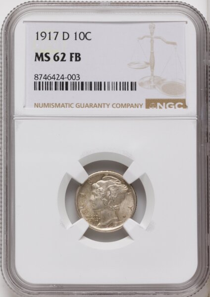 1917-D 10C, FB 62 NGC