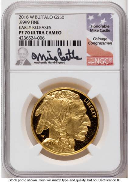 2016-W Proof Gold Buffalo 1 oz ER Mike Castle 70 NGC