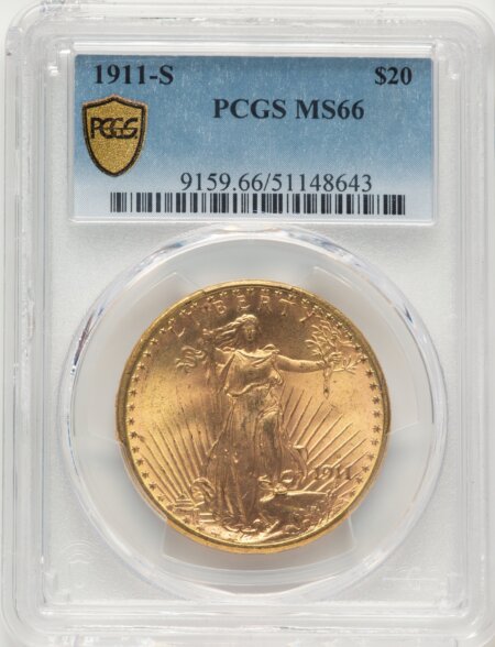 1911-S $20 PCGS Secure 66 PCGS