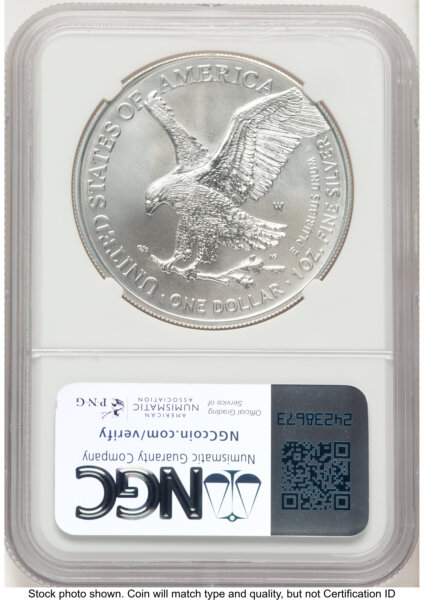 2021-W TY2 Burnished Silver Eagle 1 oz John Mercanti/Michael Gaudioso US Mint Engraver Series 70 NGC