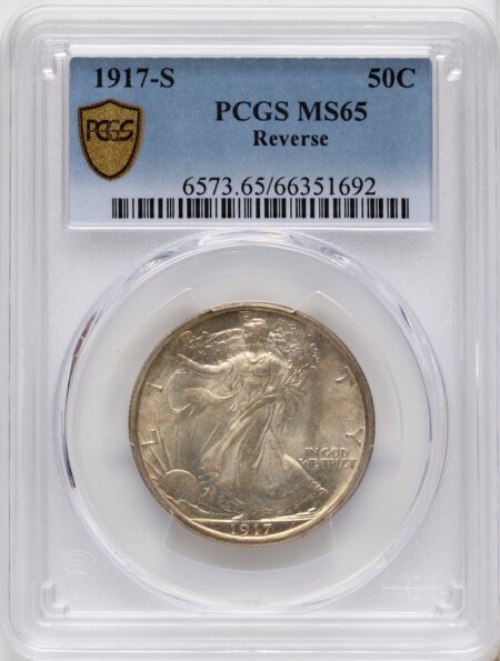 1917-S 50C REVERSE PCGS Secure 65 PCGS