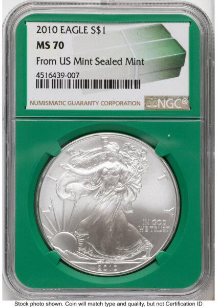 2010 Silver Eagle Monster Box From US Mint Sealed Box Green Core Label 70 NGC