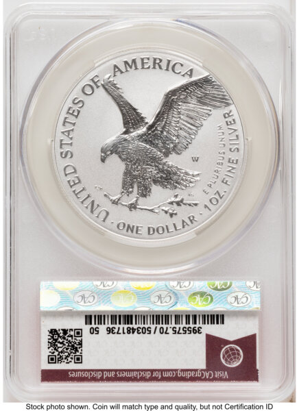 2026-W Enhanced Silver Eagle 1 oz First Day of Delivery Red Book 70 CACG