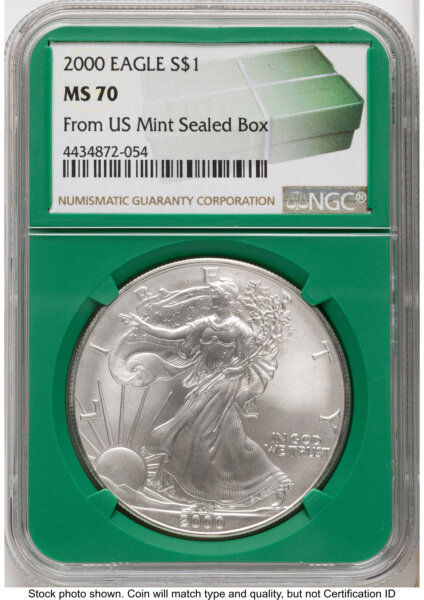 2000 Silver Eagle Monster Box From US Mint Sealed Box Green Core Label 70 NGC