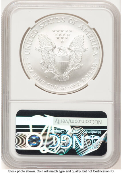 2008-W Reverse of 2007 Burnished Silver Eagle 1 oz Jeff Garrett Red Book 70 NGC