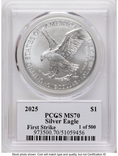 2025 Silver Eagle FS Thomas Cleveland Eagle with Sun 70 PCGS
