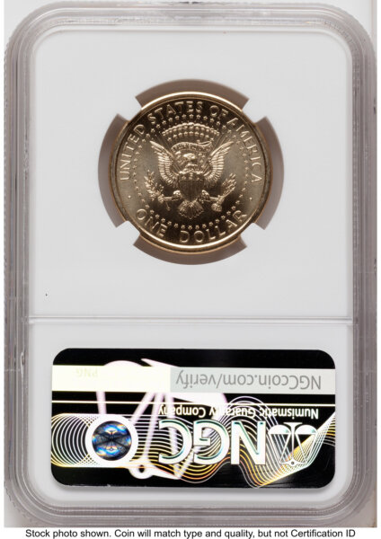2026 Semiquincentennial President Donald J. Trump $1 (Privy Mark) 250th Red Bell Banner Label 66 NGC