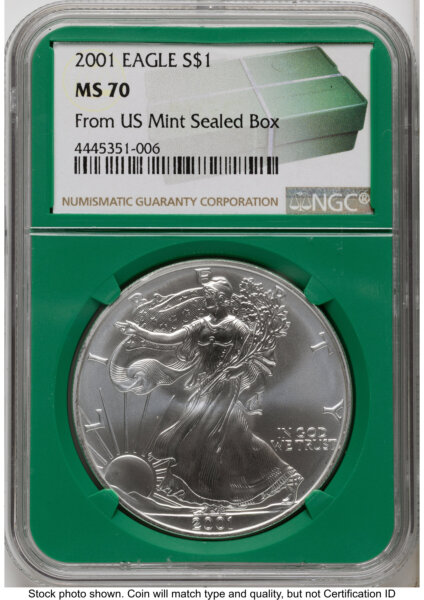 2001 Silver Eagle Monster Box From US Mint Sealed Box Green Core Label 70 NGC