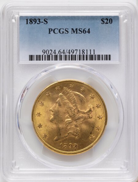 1893-S $20 64 PCGS