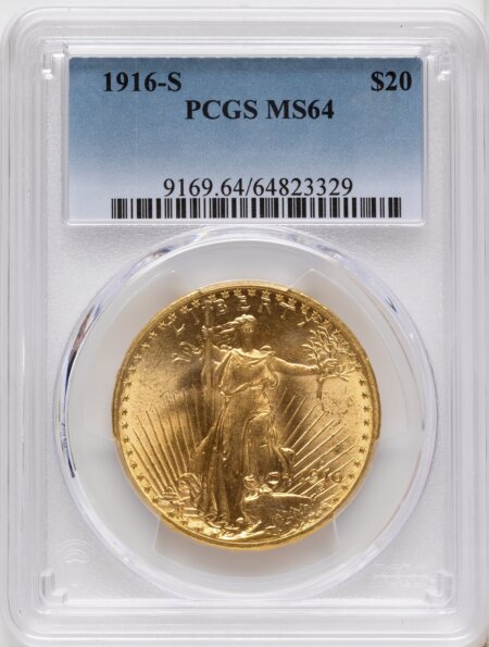 1916-S $20 64 PCGS