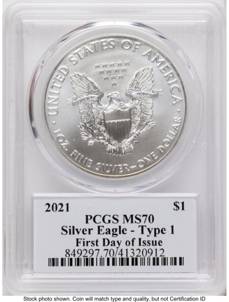 2021 Silver Eagle Type 1 FDI Clifton Truman Daniel 70 PCGS