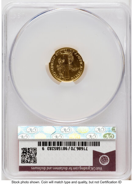 2026-W Best of the Mint 1916 Mercury Dime Gold 1/10 oz First Day of Delivery Red Book 70 CACG
