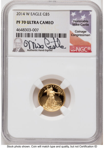 2014-W Proof Gold Eagle 1.85 oz Mike Castle 70 NGC