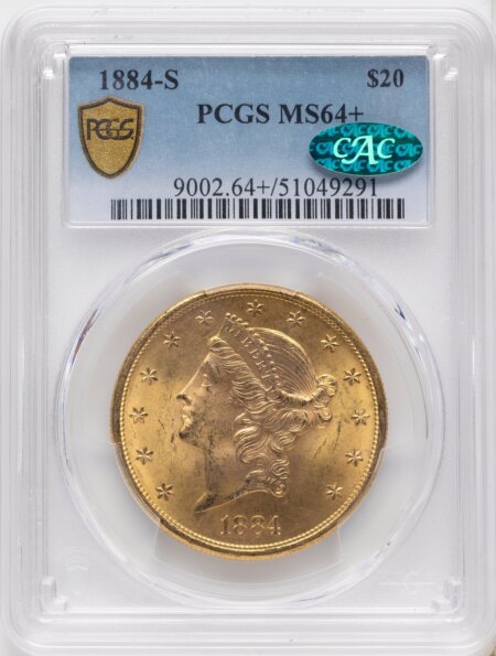 1884-S $20 CAC PCGS Secure PCGS Plus 64 PCGS