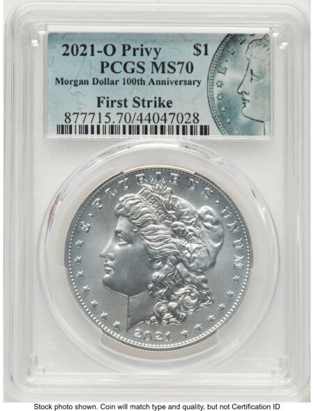2021-O Privy S$1 Morgan Dollar, MS FS Morgan Label 70 PCGS