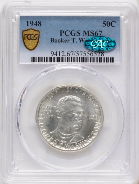 1948 50C Booker T. Washington, MS CAC PCGS Secure 67 PCGS