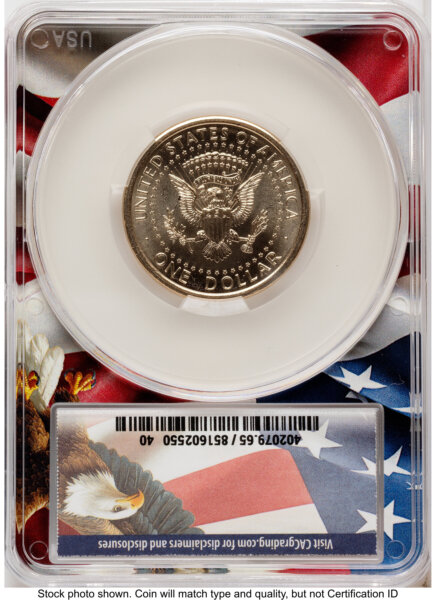 2026 Semiquincentennial President Donald J. Trump $1 $1.00 FV Advanced Delivery Ron Drzewucki Flag Core 65 CACG