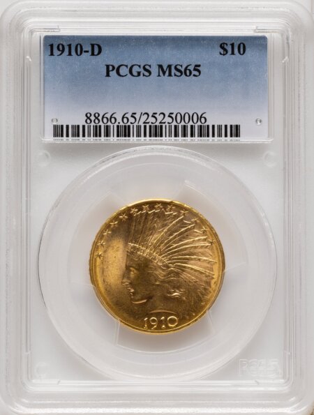 1910-D $10 Blue Gradient 65 PCGS