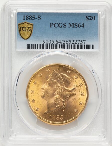 1885-S $20 PCGS Secure 64 PCGS
