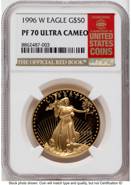 1996-W Proof Gold Eagle 1 oz Red Book 70 NGC