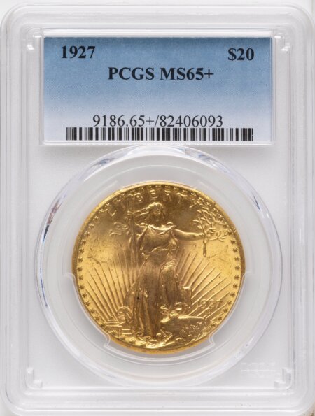 1927 $20 PCGS Plus Blue Gradient 65 PCGS