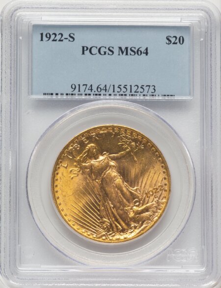 1922-S $20 64 PCGS