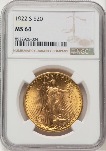 1922-S $20 64 NGC