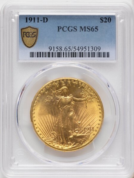 1911-D $20 PCGS Secure 65 PCGS