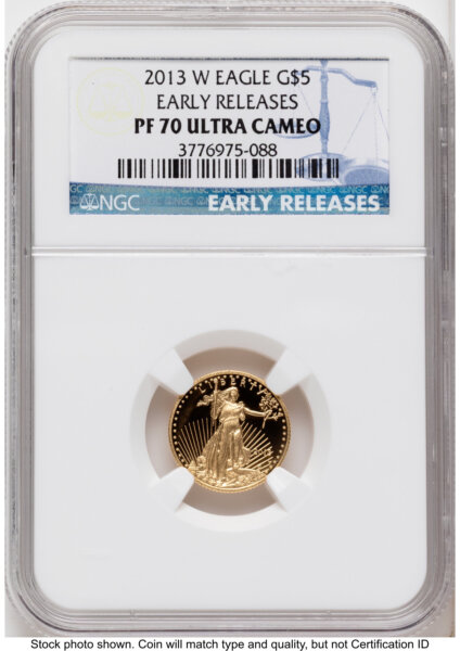 2013-W Proof Gold Eagle 1/10 oz ER Blue 70 NGC