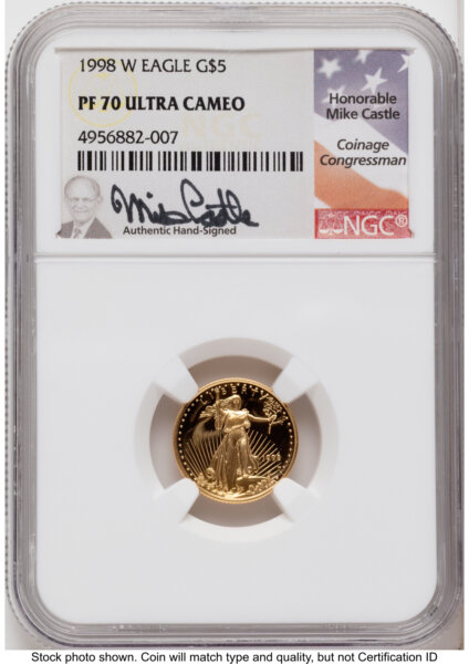 1998-W Proof Gold Eagle 1.85 oz Mike Castle 70 NGC