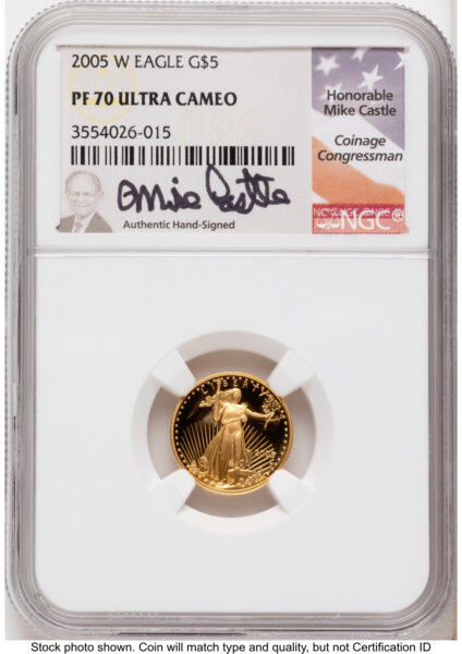 2005-W Proof Gold Eagle 1.85 oz Mike Castle 70 NGC